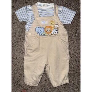 Vintage 2000s Y2K First Moments Layette Baby Boy Overalls Baby‎ Jungle  3-6mo